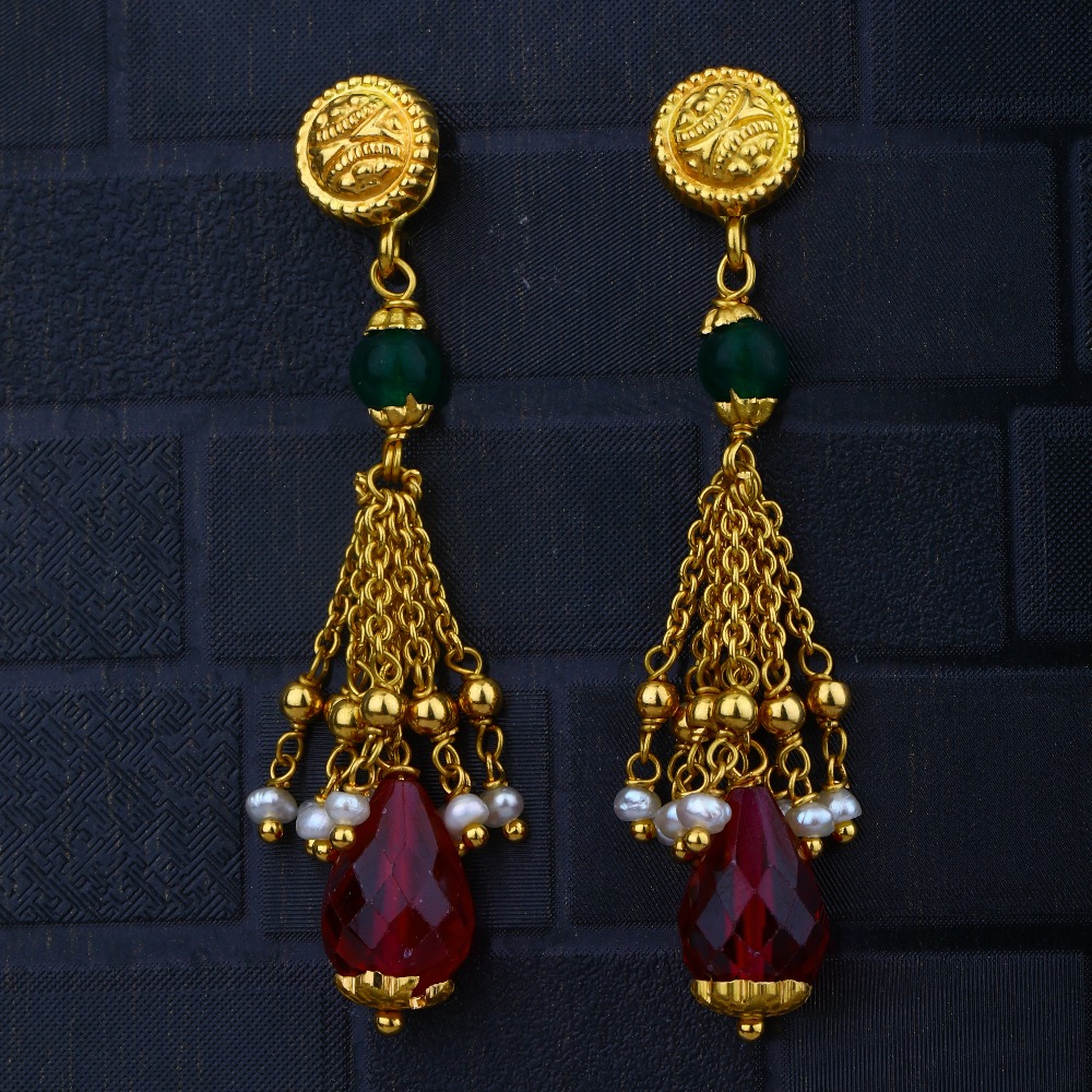 22KT Gold Hallmark Ethnic Design Earring