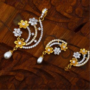 CZ Gold Hallmark  Attractive Design Pendant Set