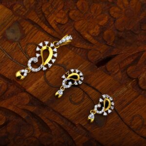 916 Gold CZ Unique Design Hallmark Pendant Set