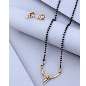 916 CZ Gold Attractive Design Mangalsutra With Earring