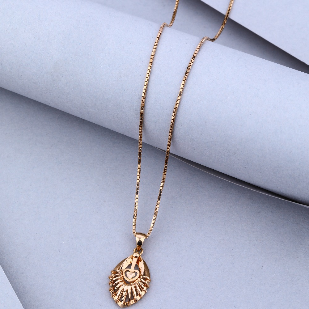 22KT Gold Heart Design Pendant Chain