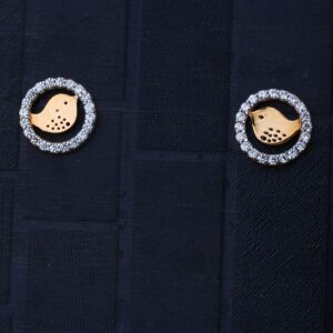 916 Gold CZ birds Design Small Earring