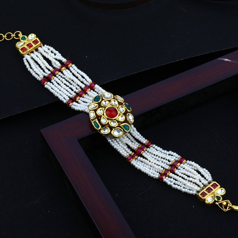 916 Gold Kundan Mani Moti Bracelet