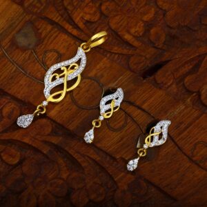 916 gold CZ hallmark Unique Design Pendant Set
