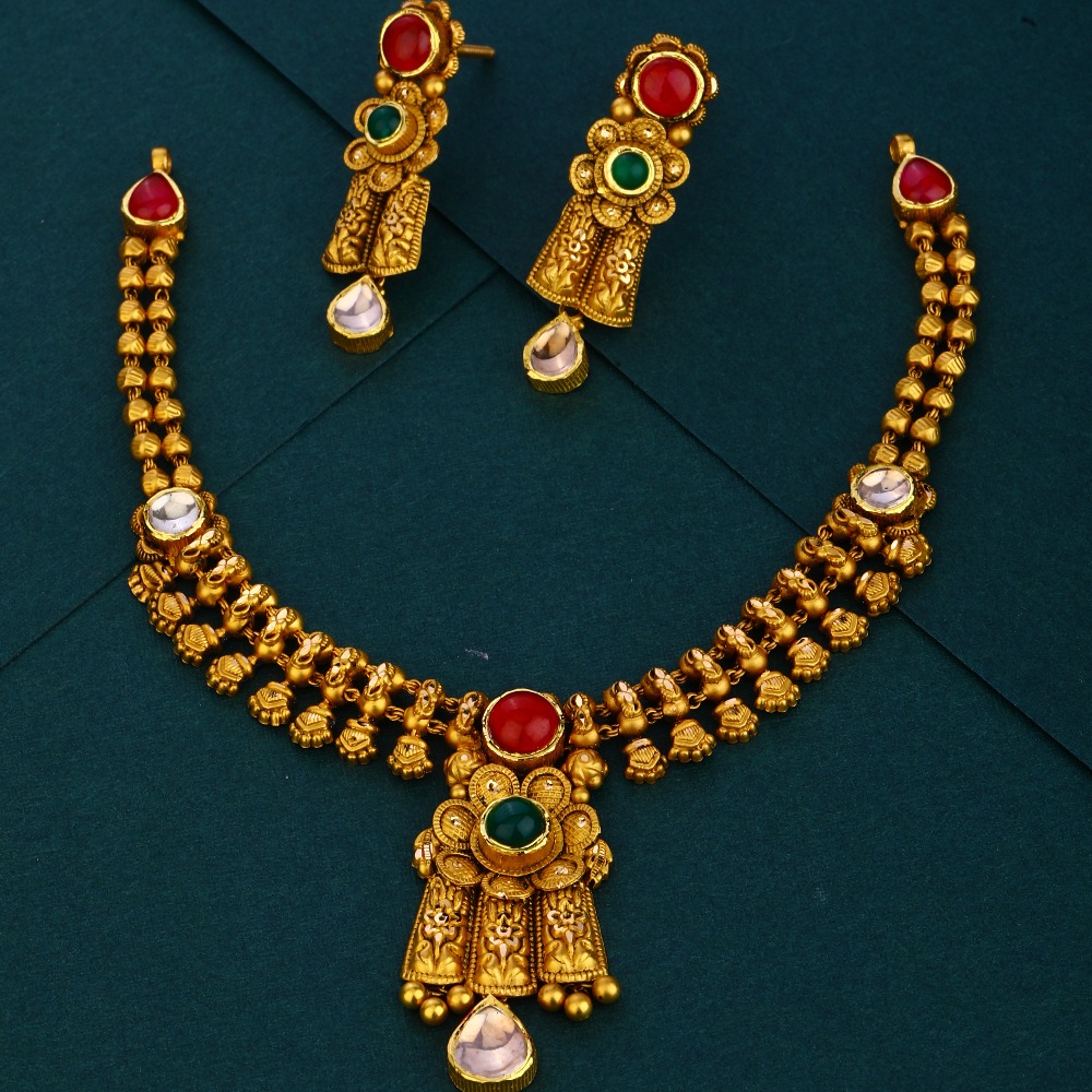 916 party wear gold Antique necklace set