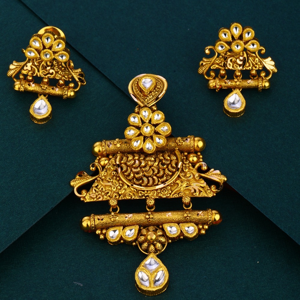916 gold trendy Antique  design pendant set