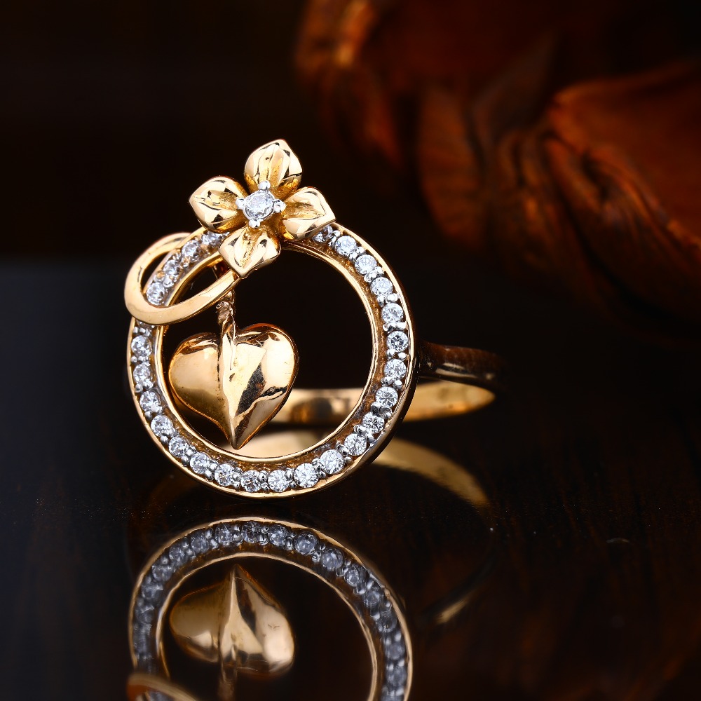 18KT Rose Gold Hallmark Flower Heart Design Ring