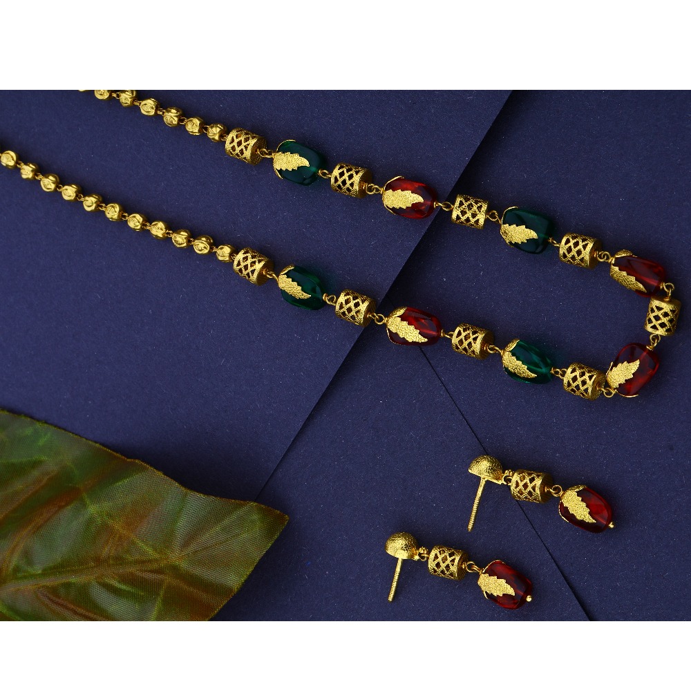 916 CZ Hallmark Gold Traditional Mani Moti mala