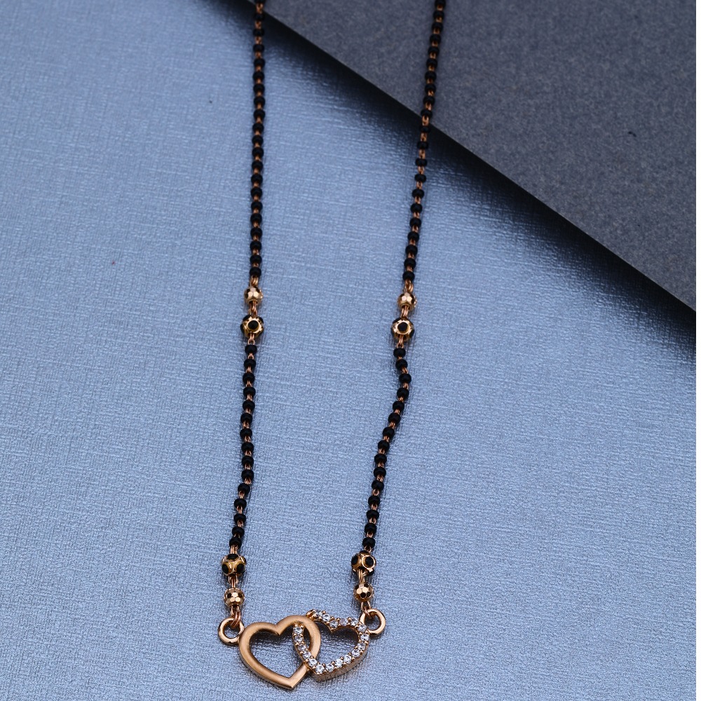 18KT Rose Gold Double Heart Design Mangalsutra