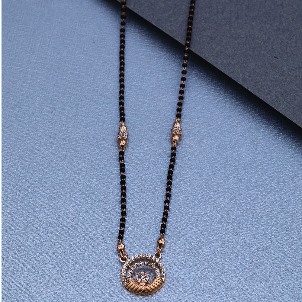 18KT Rose Gold Diamond Simple Mangalsutra