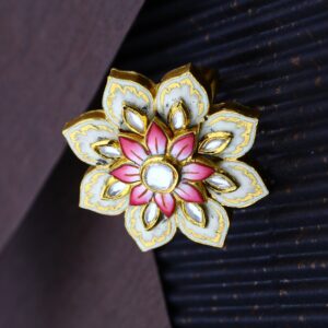 916 CZ Hallmark Gold Antique Rajasthani Kundan Ring