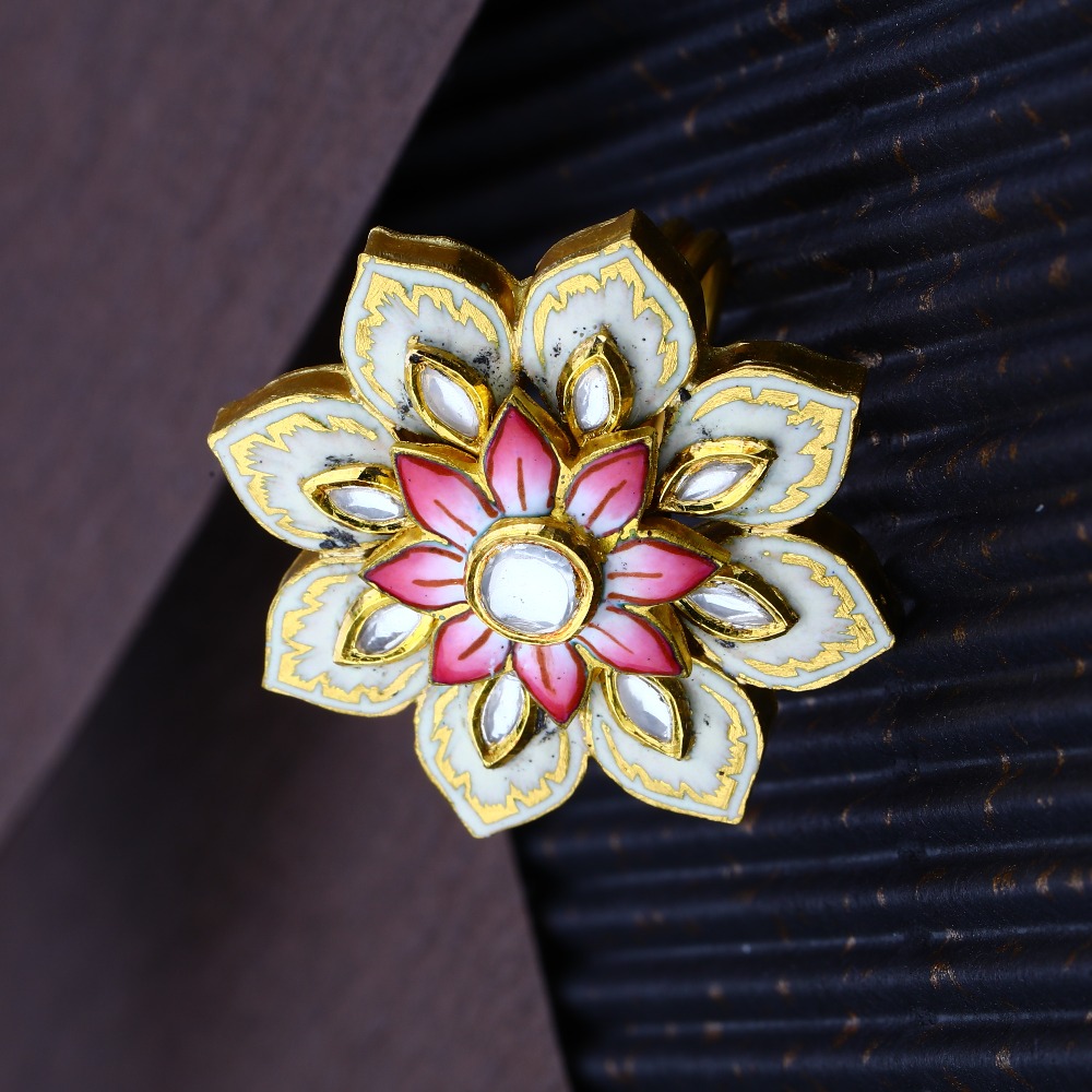 916 CZ Hallmark Gold Antique Rajasthani Kundan Ring