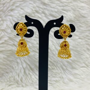 22K Gold Temple Design Jumkha Earring