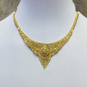 22K Gold Kalkatti Design Short Necklace
