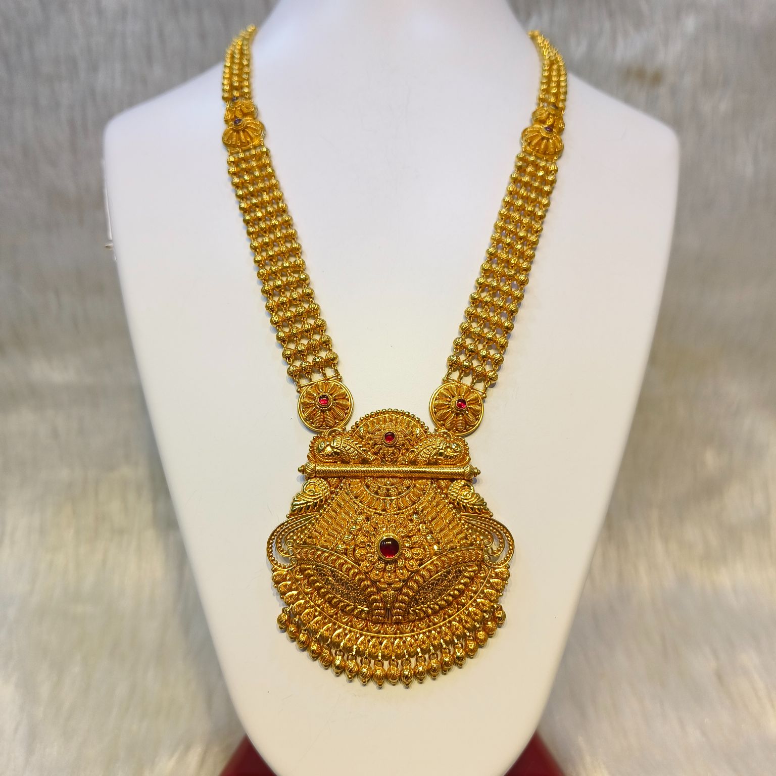22K Gold Fancy Temple Necklace