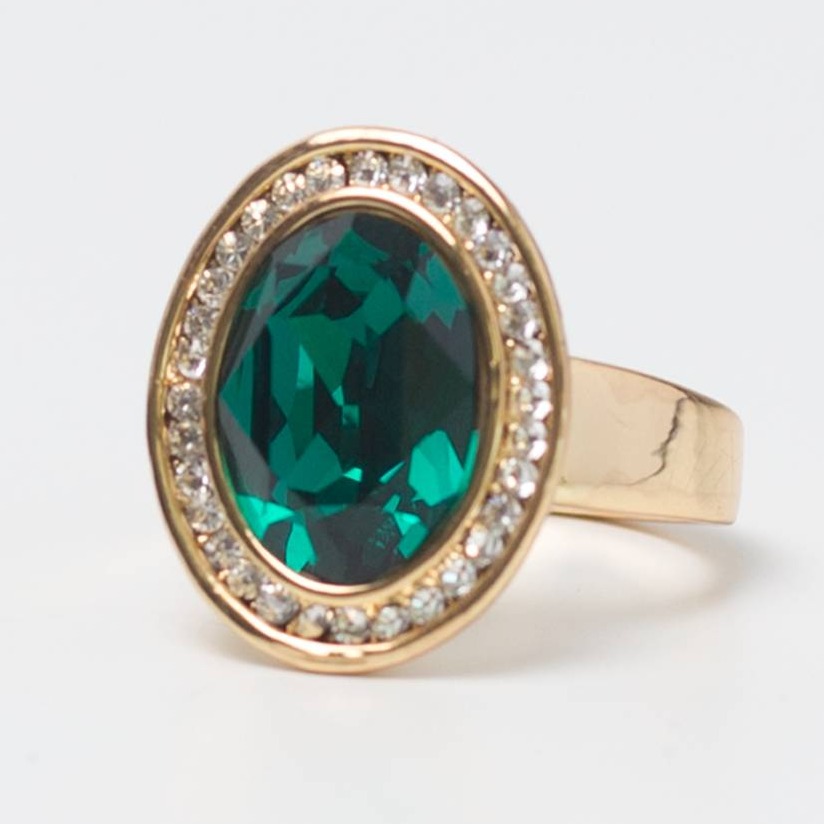 Gold Green Colour Stone Ring