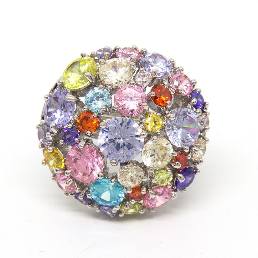 Gold Glitter Glamour Crystal Ring