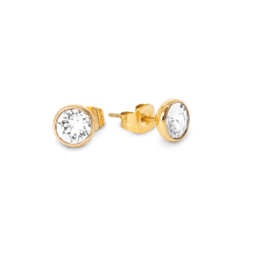 gold White Stone Top Earring