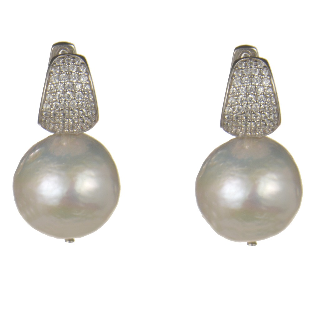 Silver With Diamond Orbe Fancy Earrings