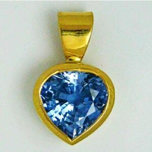 Gold with paan shape blue diamond pendant