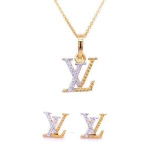 LV Diamond Pendant & Earring Set
