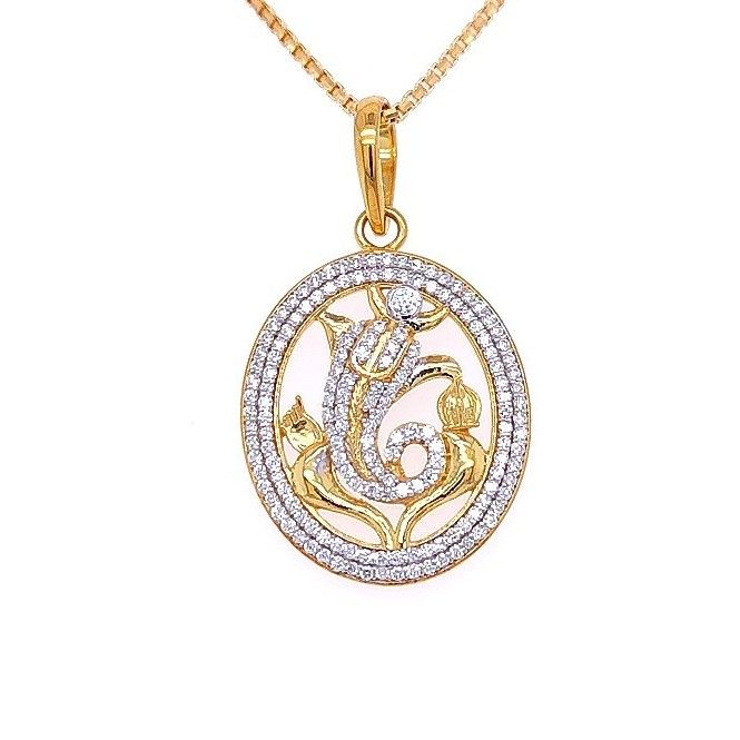 Pristine Lord Ganesh Gold And Diamond Pendant - Image 2