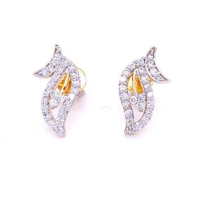 Chic leaf diamond pendant and earring set