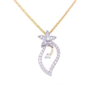 Pristine Leafy Diamond Pendant And Earrings Set