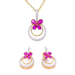 Mona Ruby Diamond Pendant & Earring Set