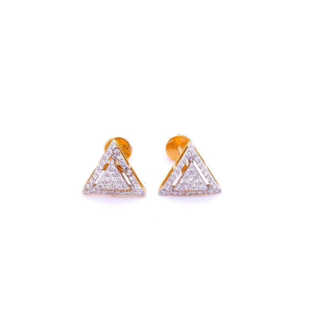 Whimsical triangular shape diamond earrings - Image 2