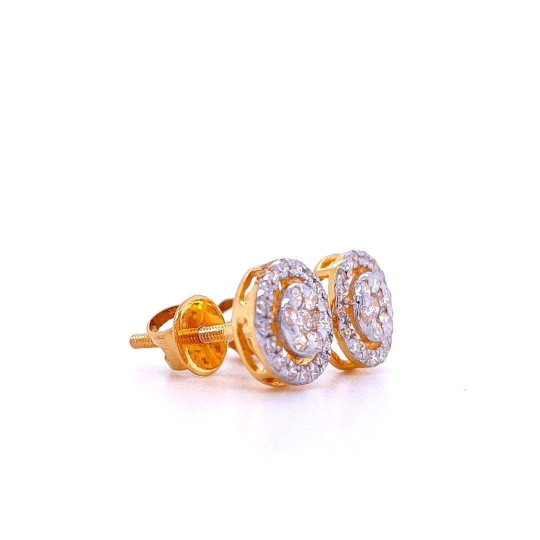 Circle of love gold diamond earrings - Image 3