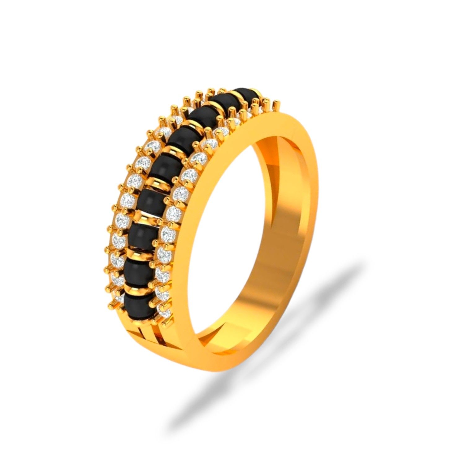 Milan Black Beads Diamond Combination Ms Ring - Image 3