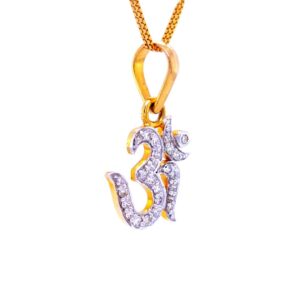 Devine om diamond pendant in yellow gold