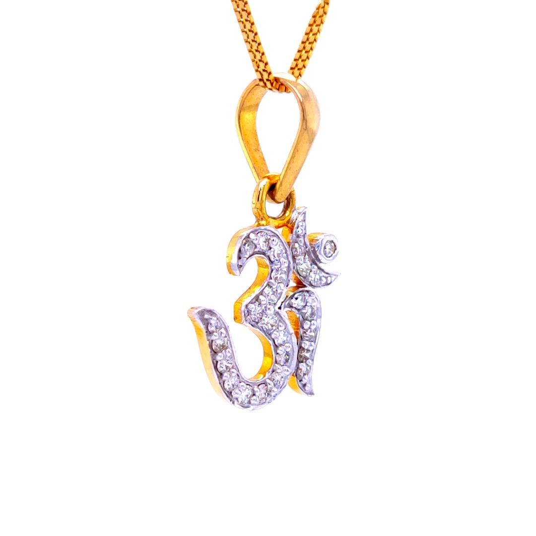 Devine om diamond pendant in yellow gold - Image 3