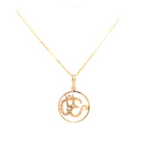 Life circle om diamond pendant in yellow gold