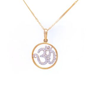 Life circle om diamond pendant in yellow gold