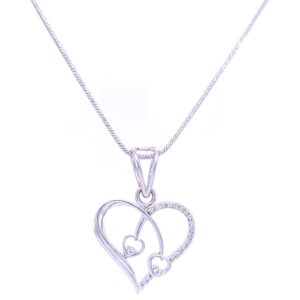 Love connection diamond pendant in white gold