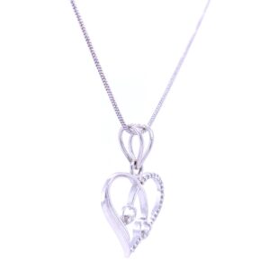 Love connection diamond pendant in white gold