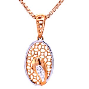 Oval delicate rose gold trellis diamond pendant