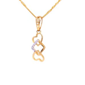Two heart mingle delicate diamond pendant