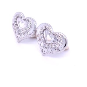 Bonita heart shaped white gold diamond earring