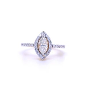 An exclusive marquise shape diamond engagement ring in 18 ct