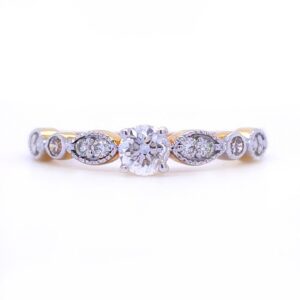 Vintage style solitaire diamond engagement ring