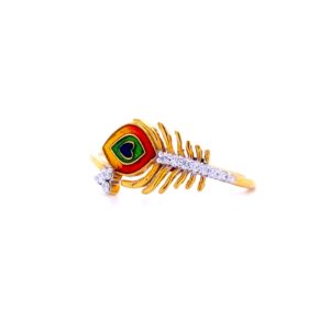 Peocock feather diamond ring in 18 kt gold