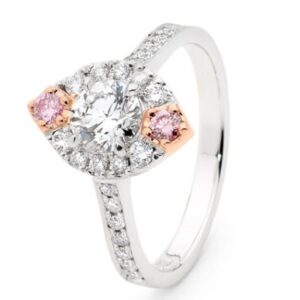 18k Rose Gold pink diamond Ring
