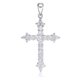 Silver Crystal Cross Pendant