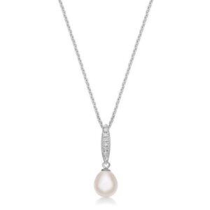 Silver Pearl With Diamond Pendant