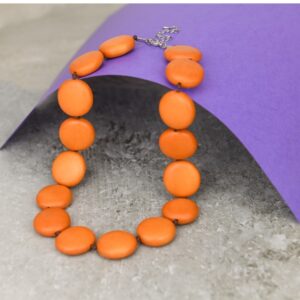 Turmeric Lucy Short Round Wooden Necklace