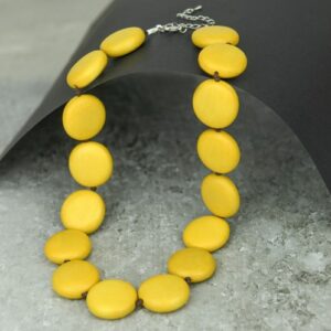 Sunshine Yellow Lucy Short Round Wooden Necklace