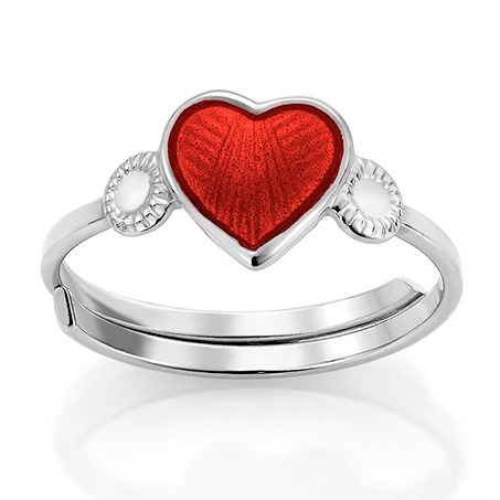 Silver Red Heart Ring